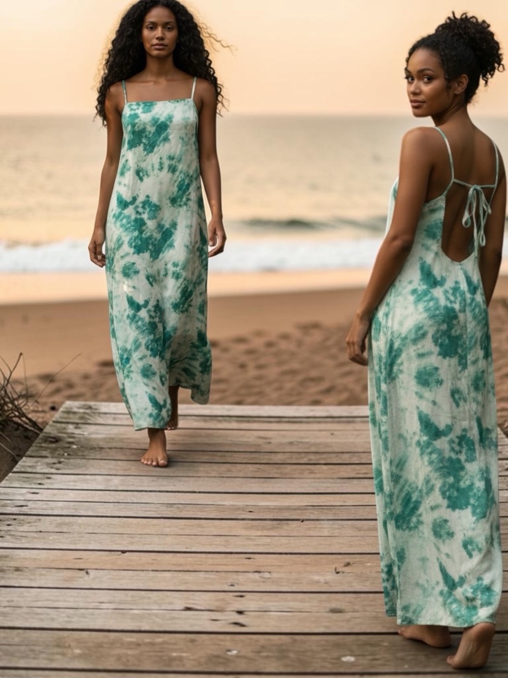 ASOS DESIGN Tie-Dye Drop Waist Strappy Maxi Dress - Size 8